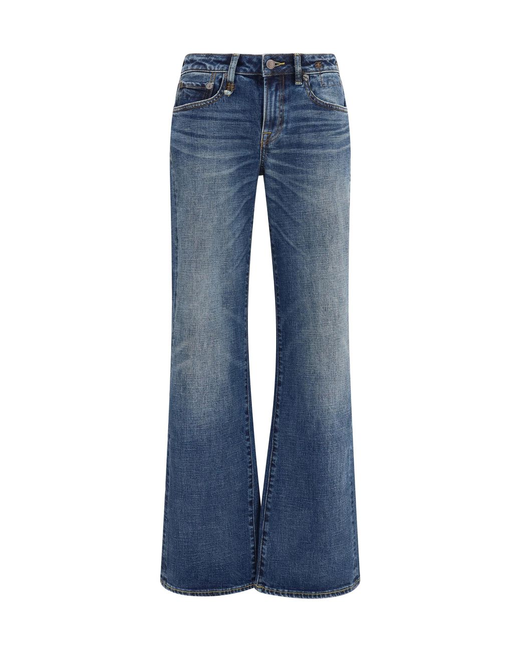 R13 Blue Flared Mid Rise Jeans