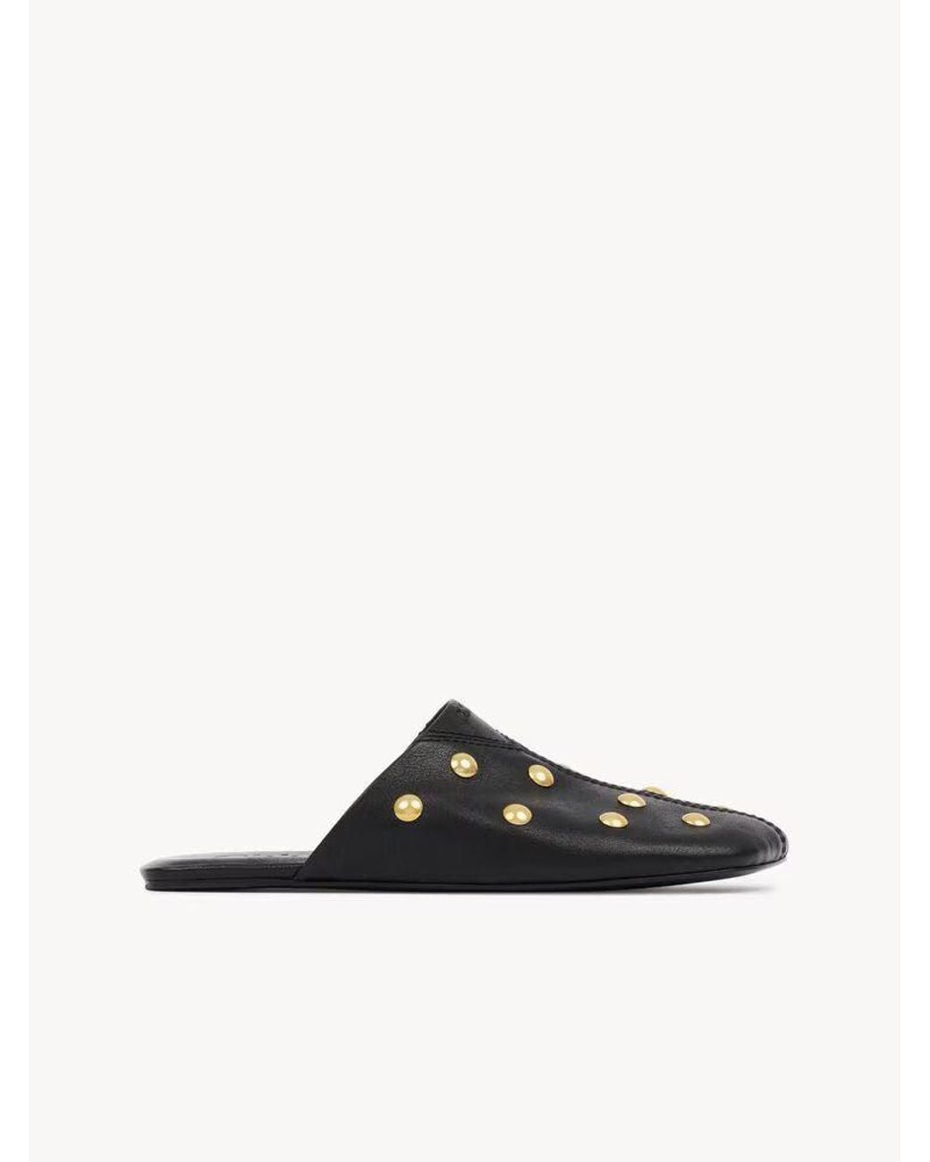 Chloé White Chloé Studded Leather Slippers