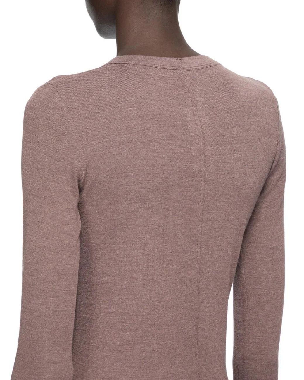 Rick Owens Purple T-Shirt Manches Longues Rib Côtelé Profond T-Shirts And Polos