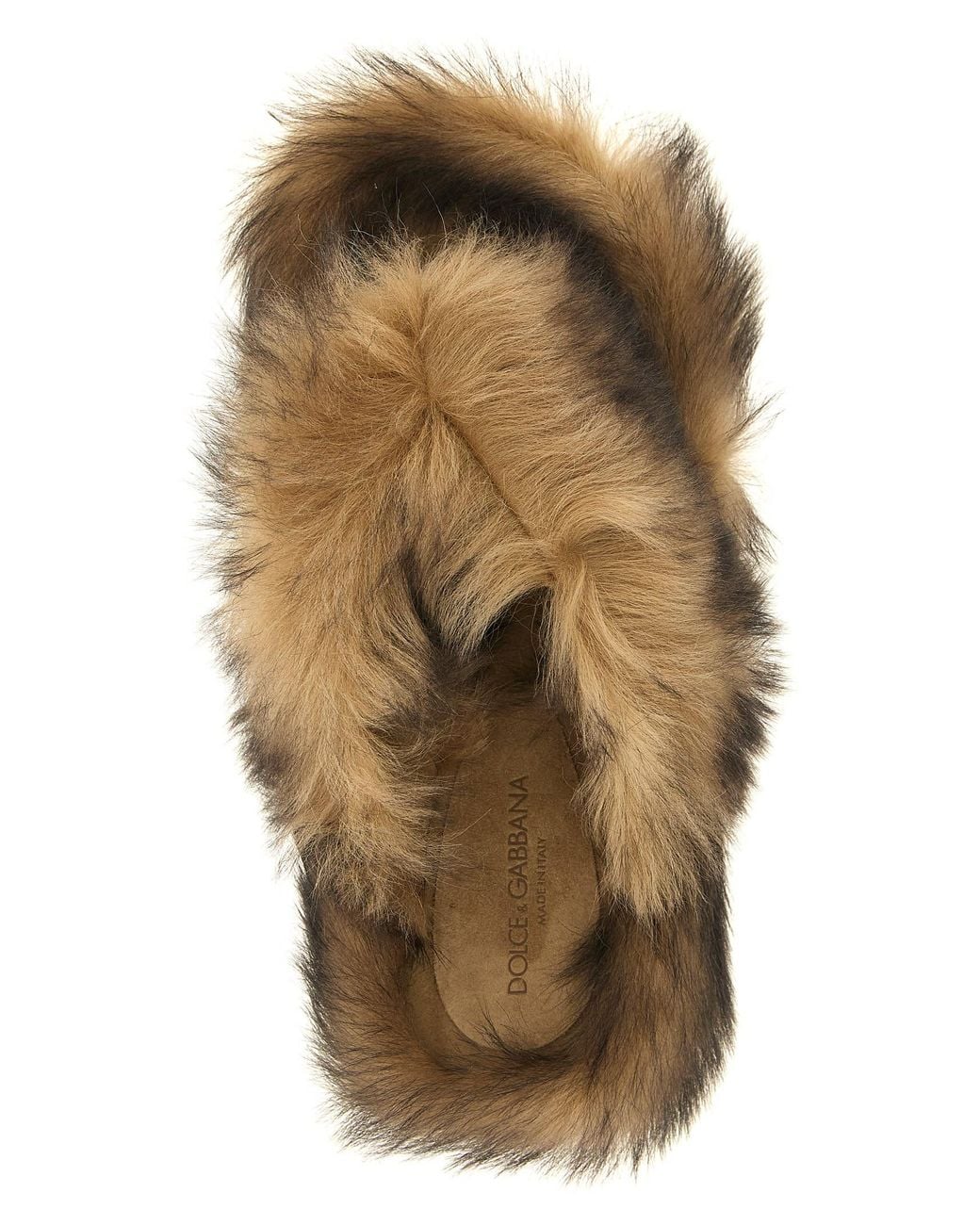 Dolce & Gabbana Brown Shearling Flip-Flops