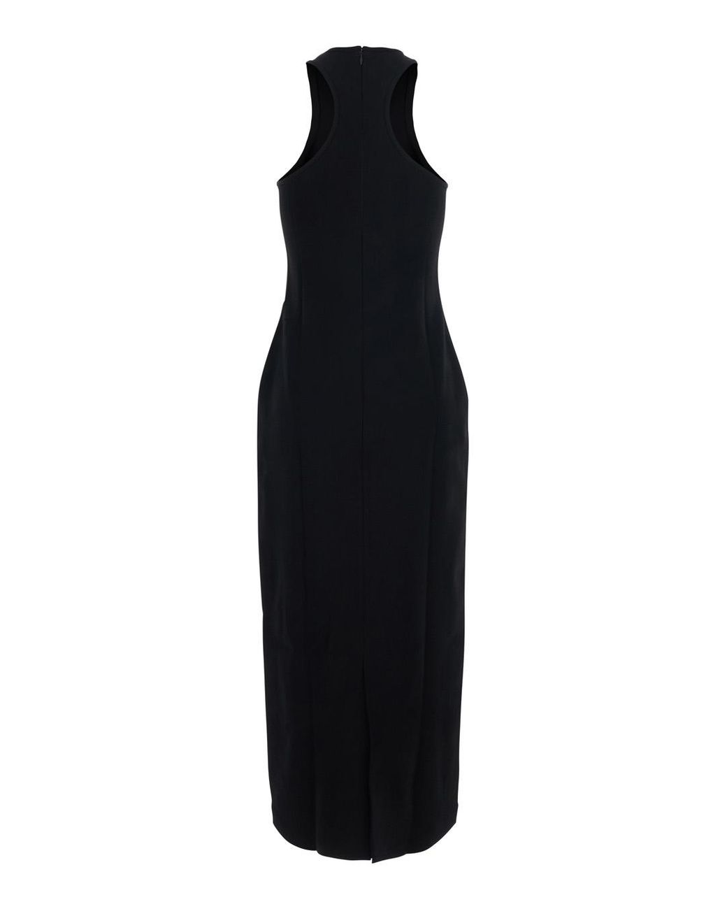 Totême Black Long V-Neck Strappy Dress Wool