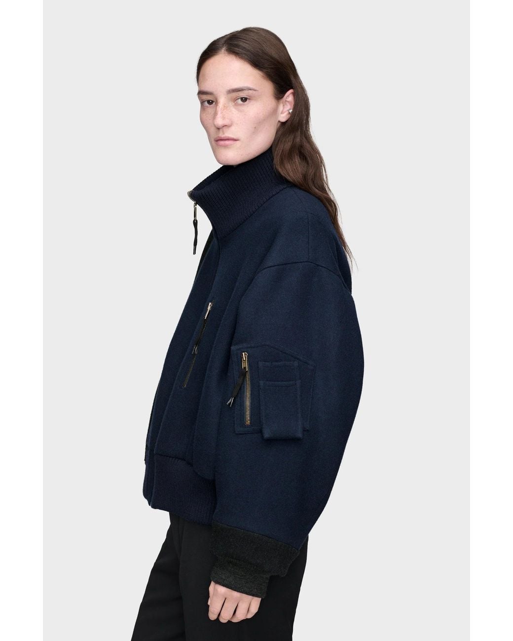 Maison Margiela Blue Maison Margiela Spliced Wool Bomber Jacket