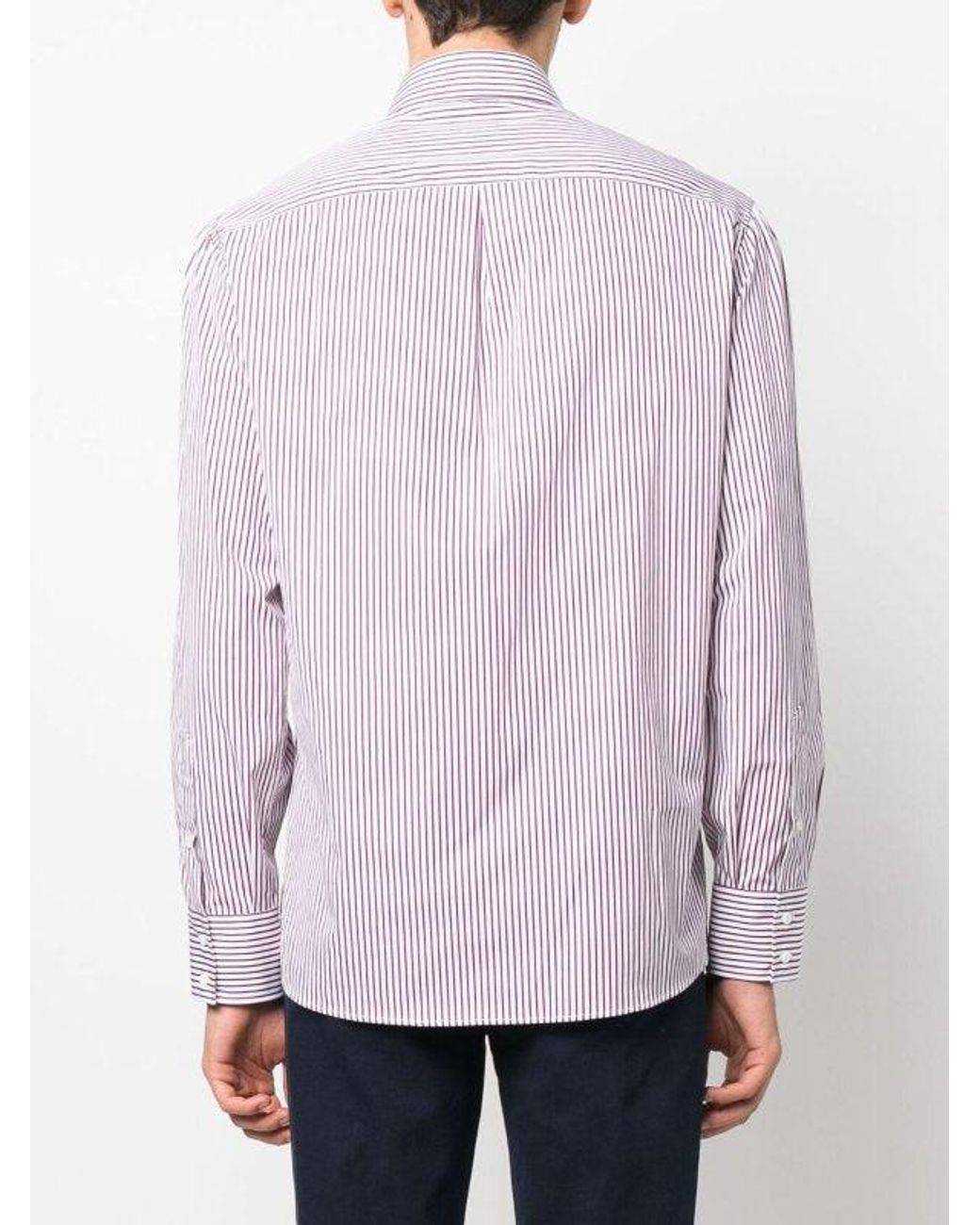 Brunello Cucinelli Purple Bicolor Cotton Dress Shirt for men