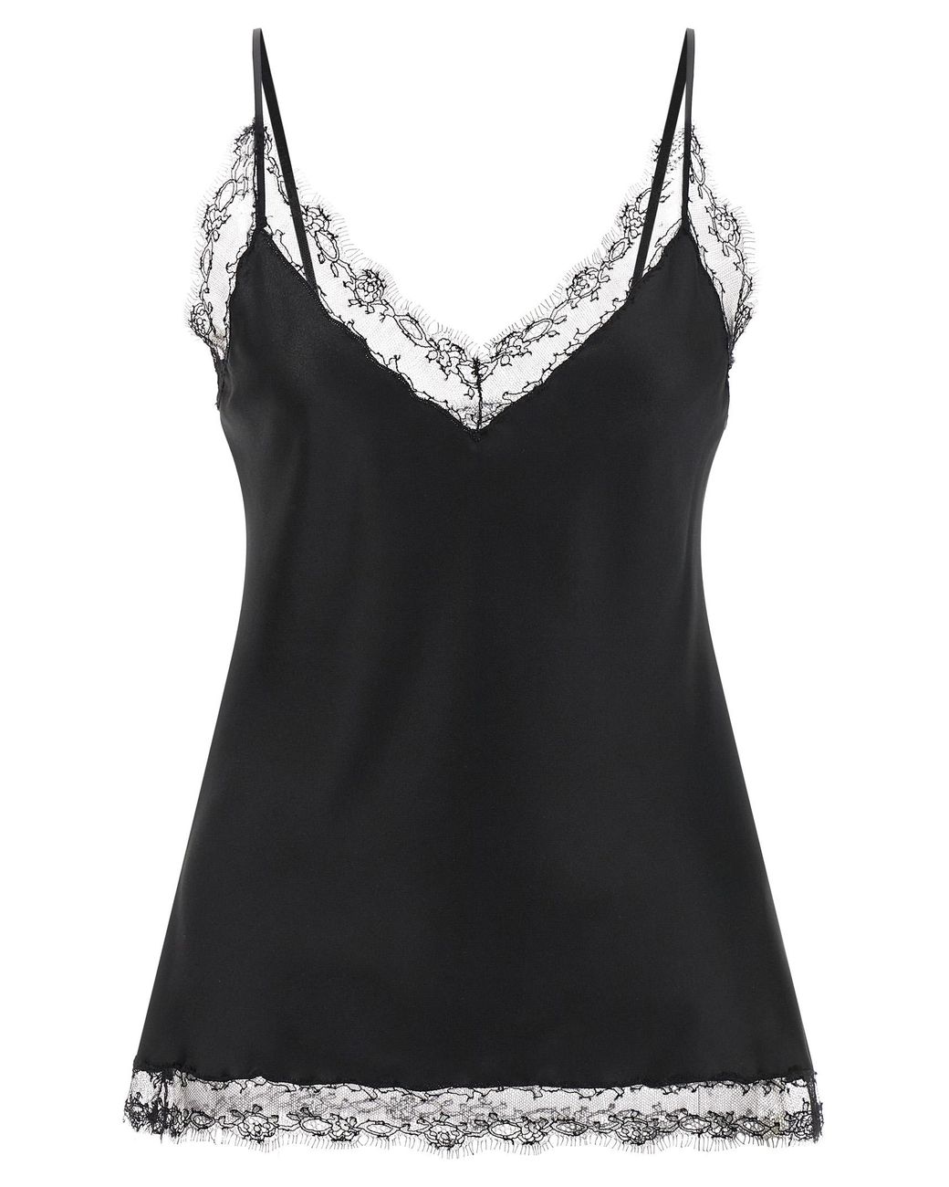 Ermanno Scervino Black Silk Lingerie Top With Lace