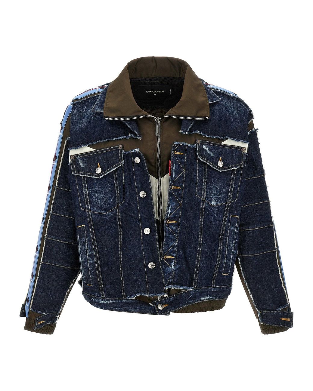 DSquared² Blue Layered Denim And Canvas Hybrid Jacket for men