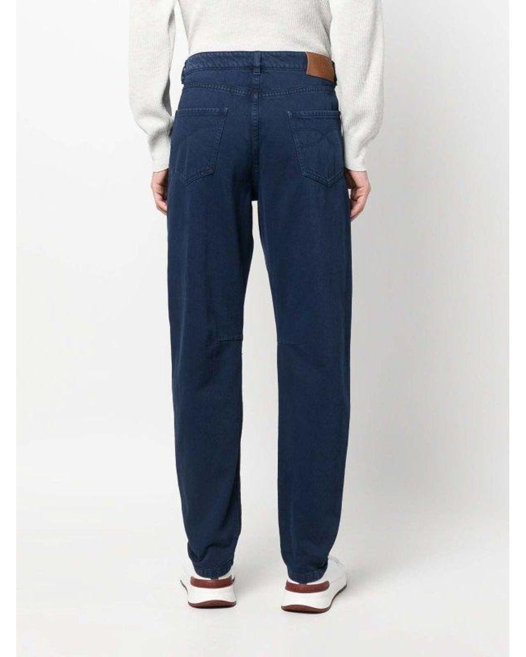 Brunello Cucinelli Blue Dark Leisure Trousers for men