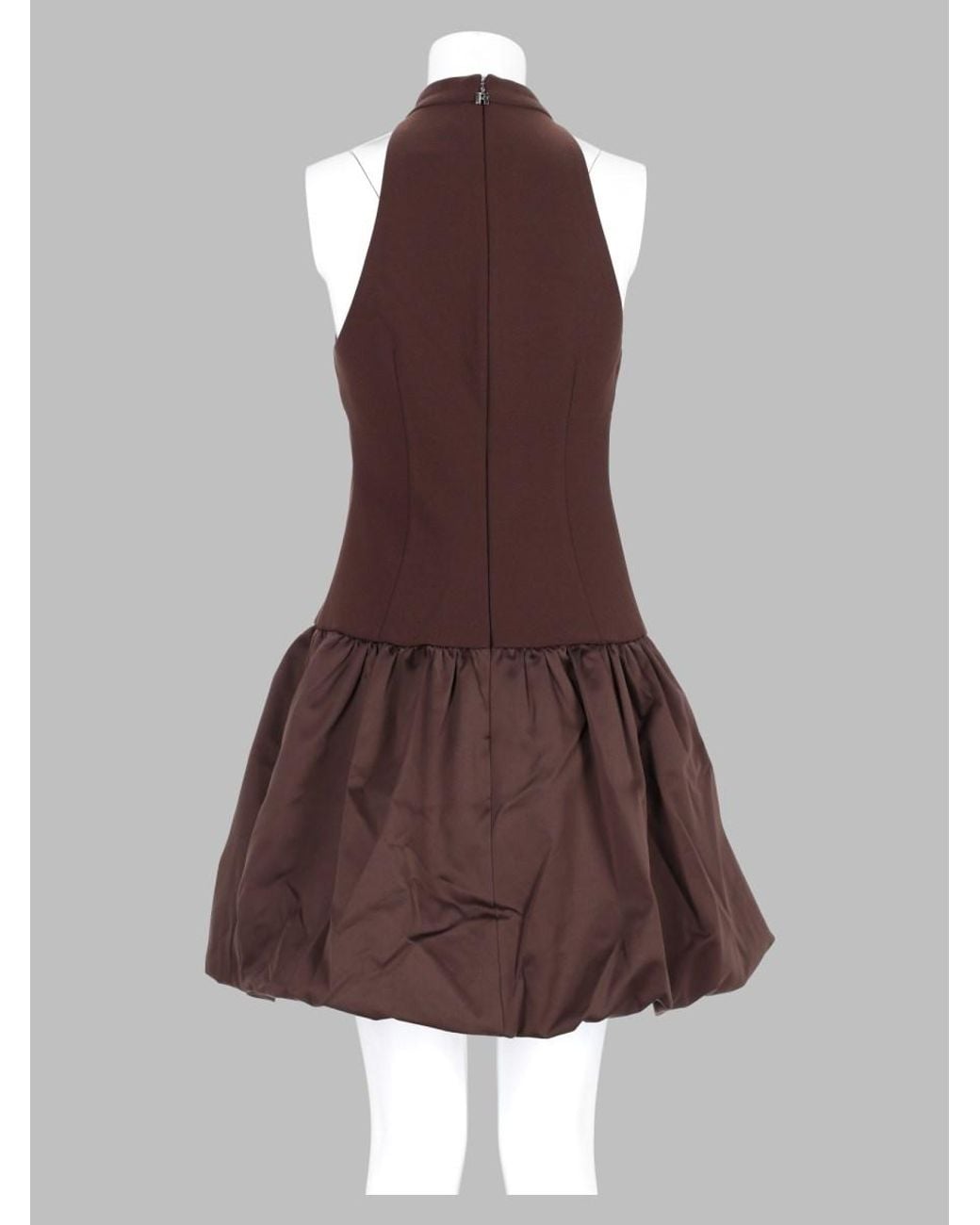 ROTATE BIRGER CHRISTENSEN Brown Peplum Mini Dress Recycled Polyester