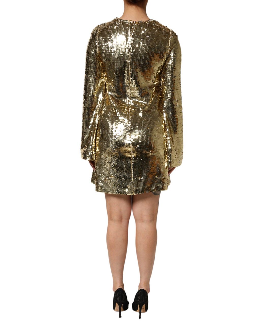 Dolce & Gabbana Green Sequin Long Sleeve Dress