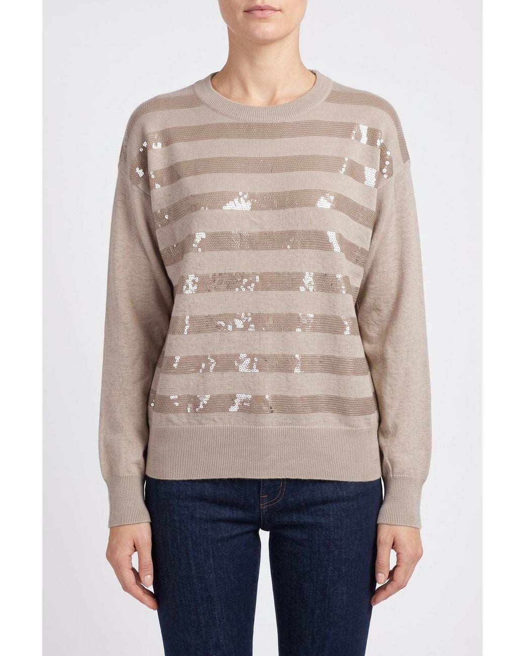 Brunello Cucinelli Blue Cashmere Striped Sweater