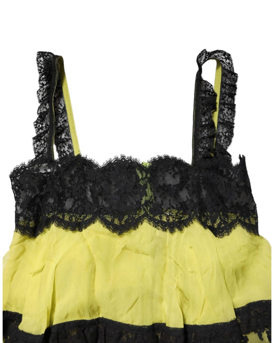 Dolce & Gabbana Green Dolce & Gabbana Lace-Trimmed Silk Babydoll Chemise