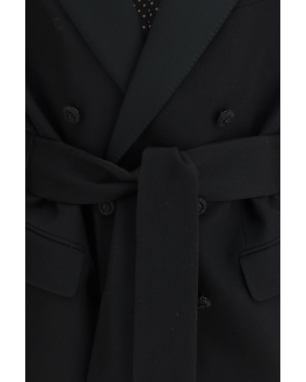 Valentino Black Double-Breasted Virgin Wool Blazer With Belt Outer: Fleece Ovis Aries Blazers E Vests for men