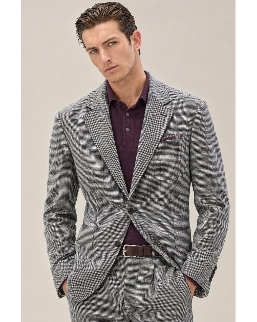 Brunello Cucinelli Gray Light Wool Jacket Clothing for men