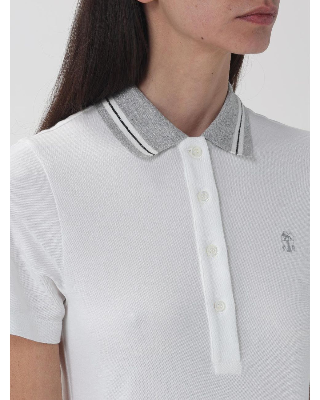 Brunello Cucinelli White Polo Collar Dress