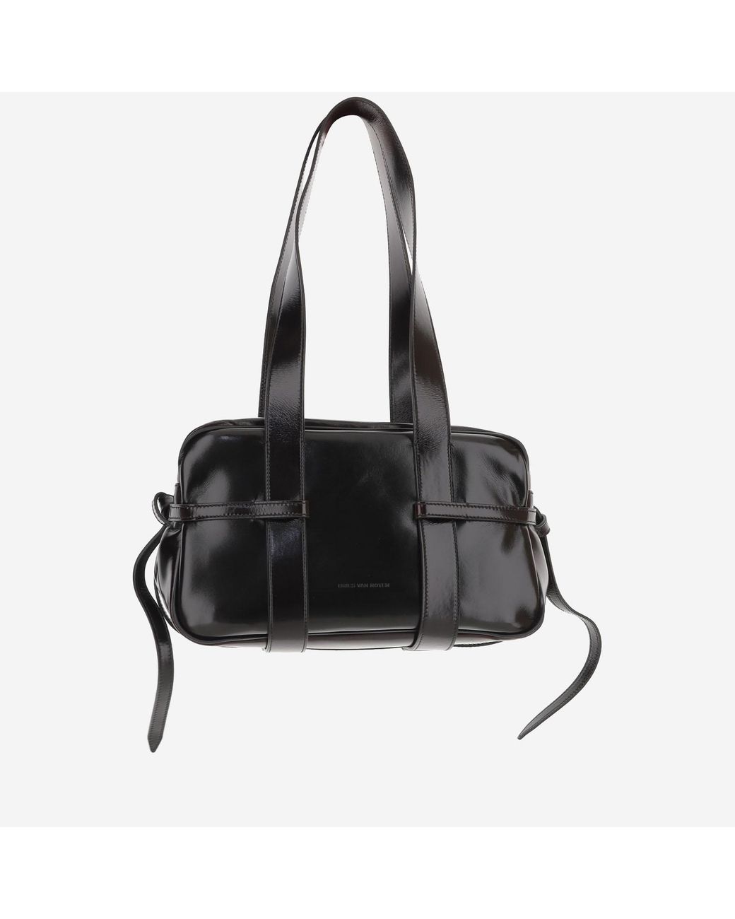 Dries Van Noten Black Shoulder Bag Glossy Leather