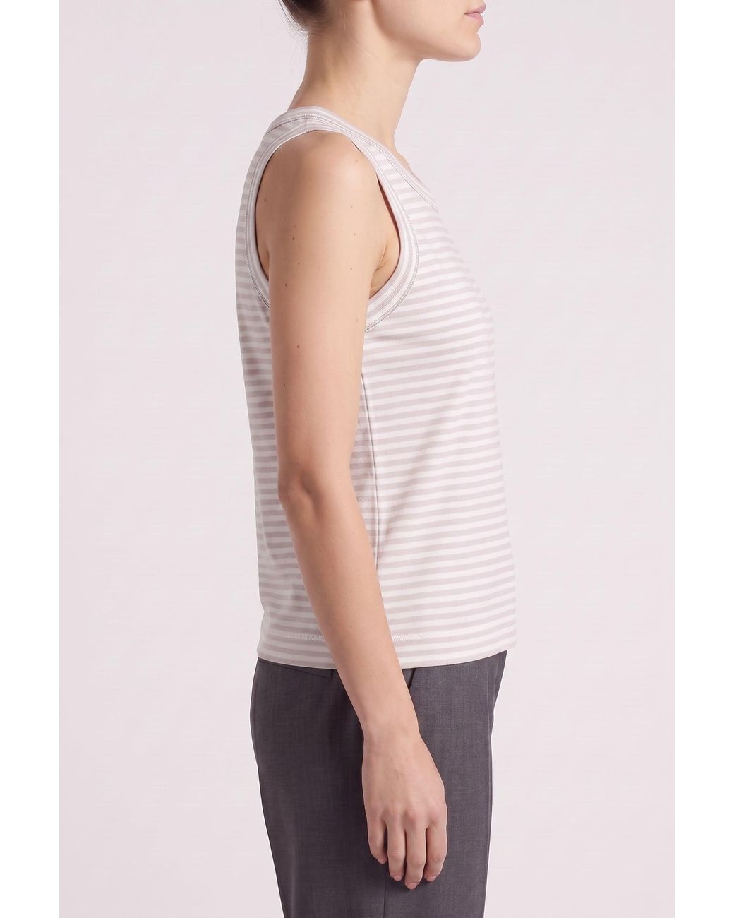 Brunello Cucinelli White Light Striped Tank Top