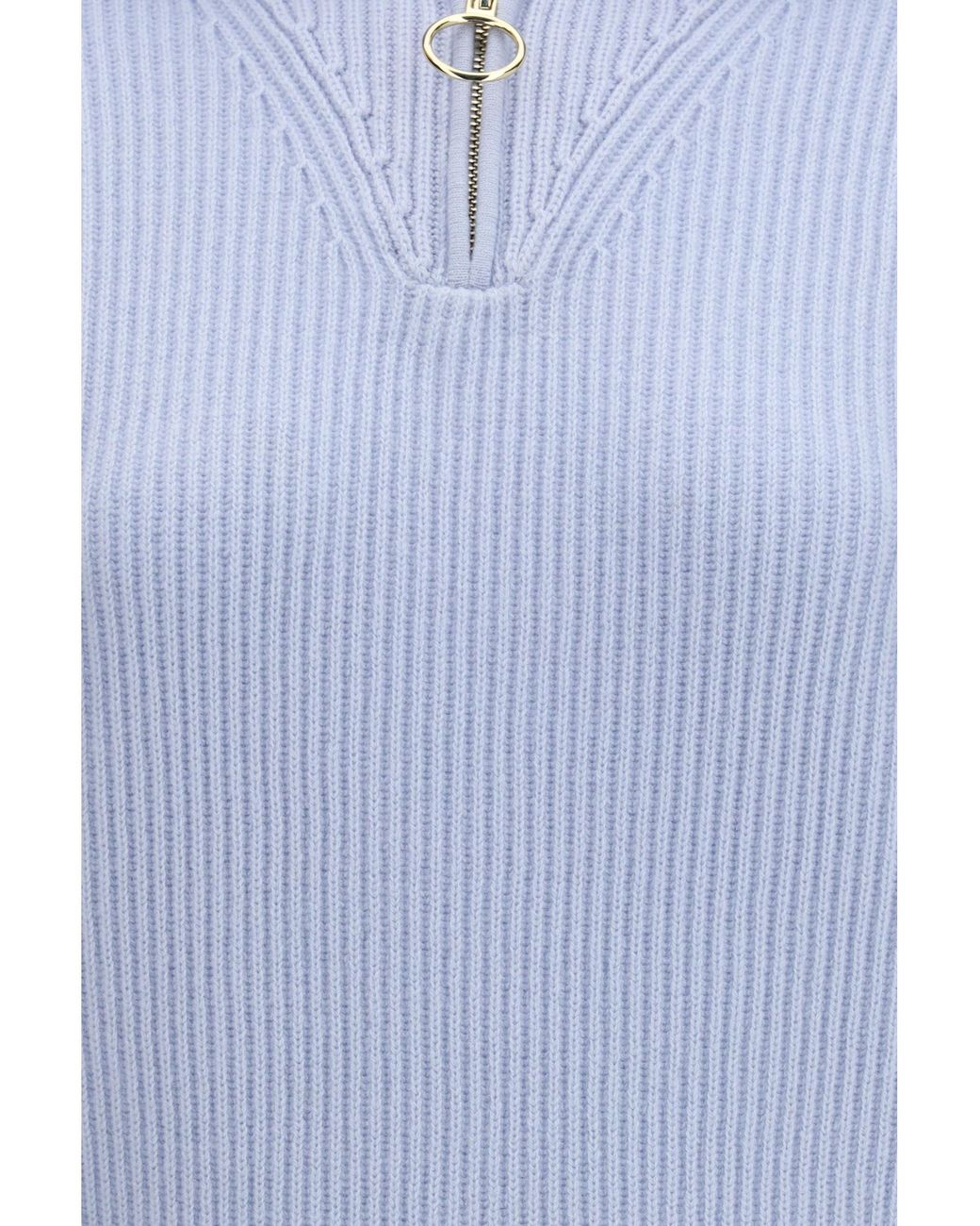 Forte_forte Blue Wool And Cashmere Half Zip Sweater