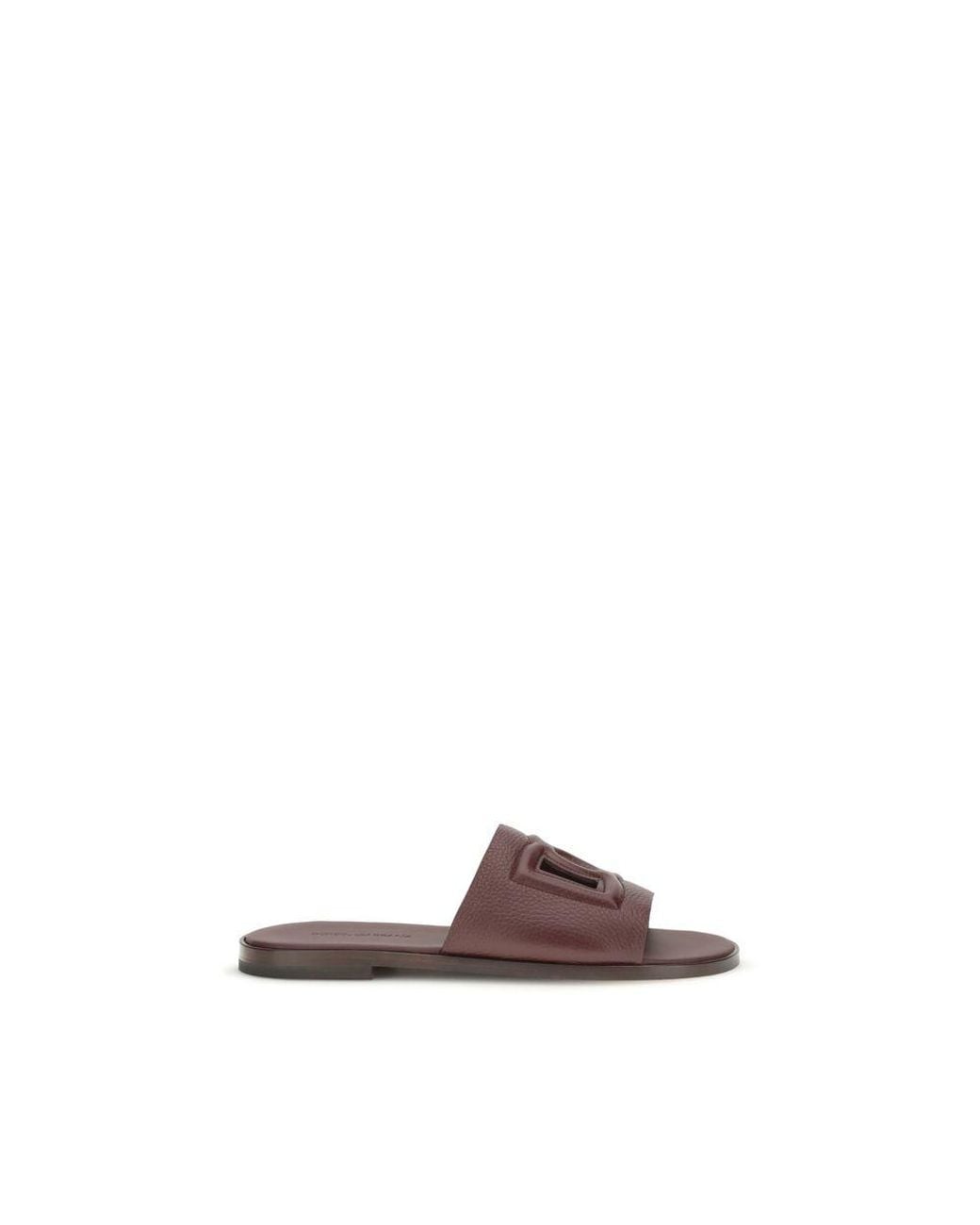 Dolce & Gabbana Brown Calf Leather Bos Taurus Flat Sandals for men