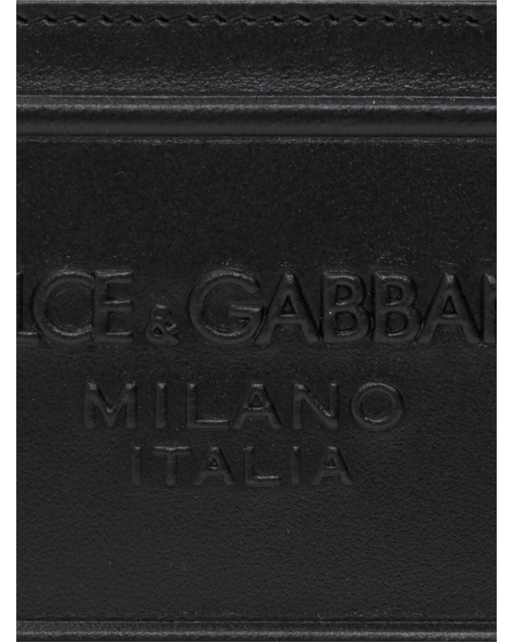 Dolce & Gabbana Black Embossed Logo Cardholder Wallet for men