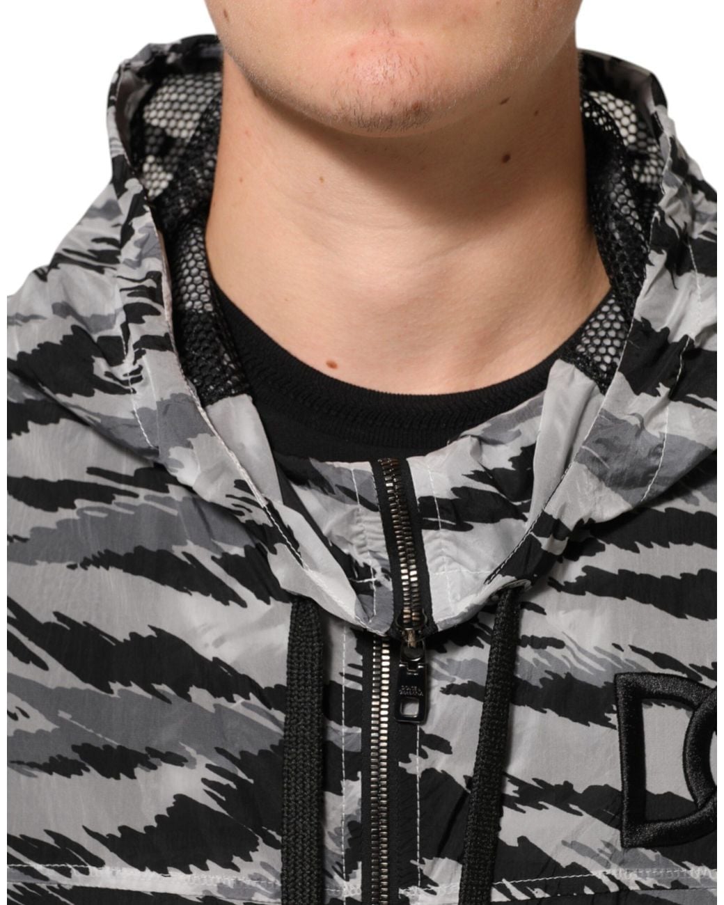 Dolce & Gabbana Gray Camouflage Hooded Sweatshirt Jacket Clothing for men