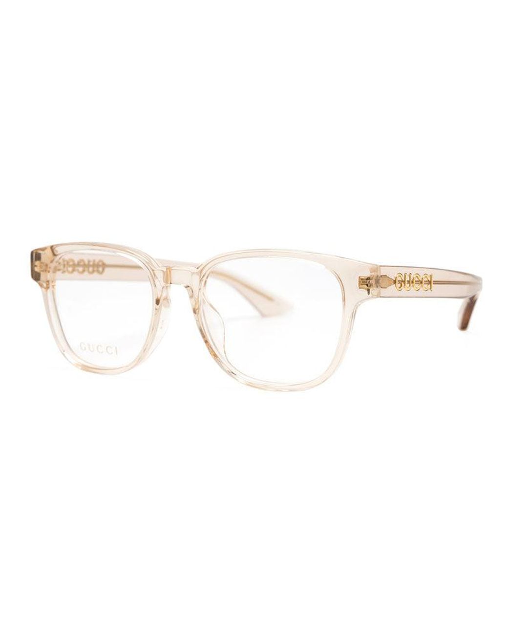 Gucci Metallic Eyeglasses Square Full Rim, Transparent Pale Frame And Clear Demo Lenses Lens Gg1746Oa002 Sunglasses