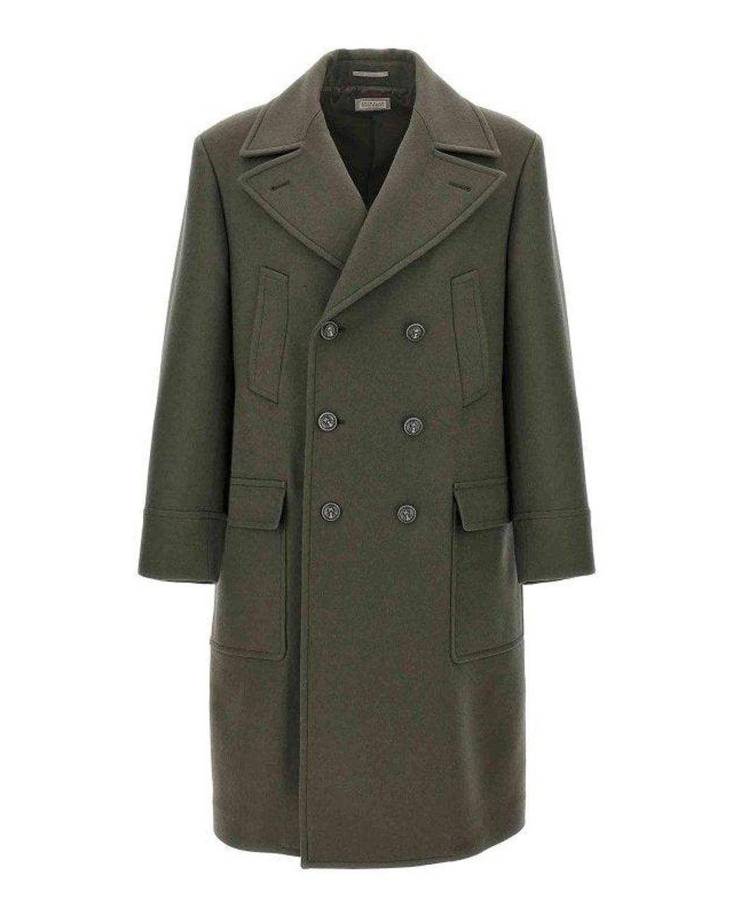 Brunello Cucinelli Green Army Wool Coat for men