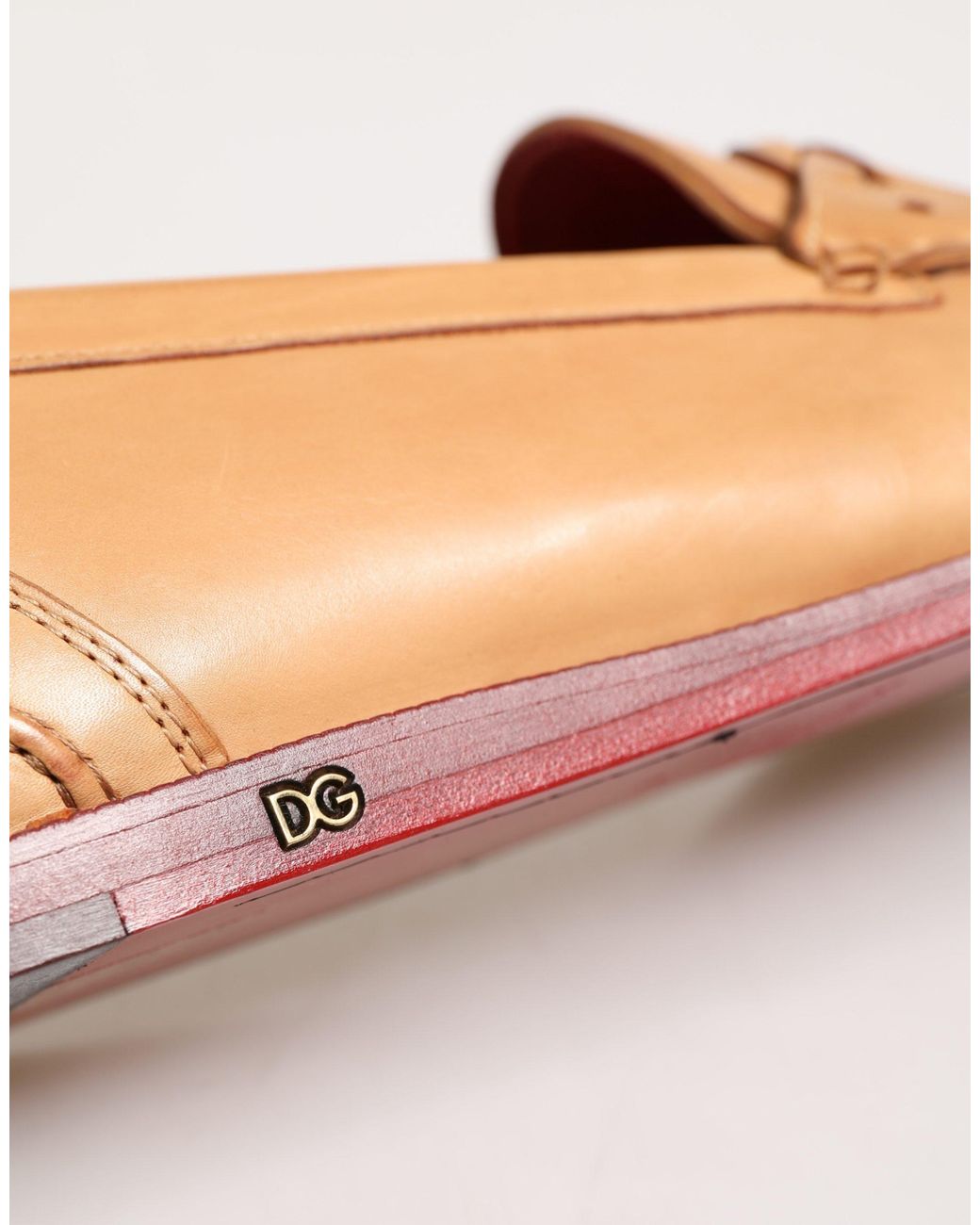 Dolce & Gabbana Pink Tassel Leather Slip On Loafers Shoes for men