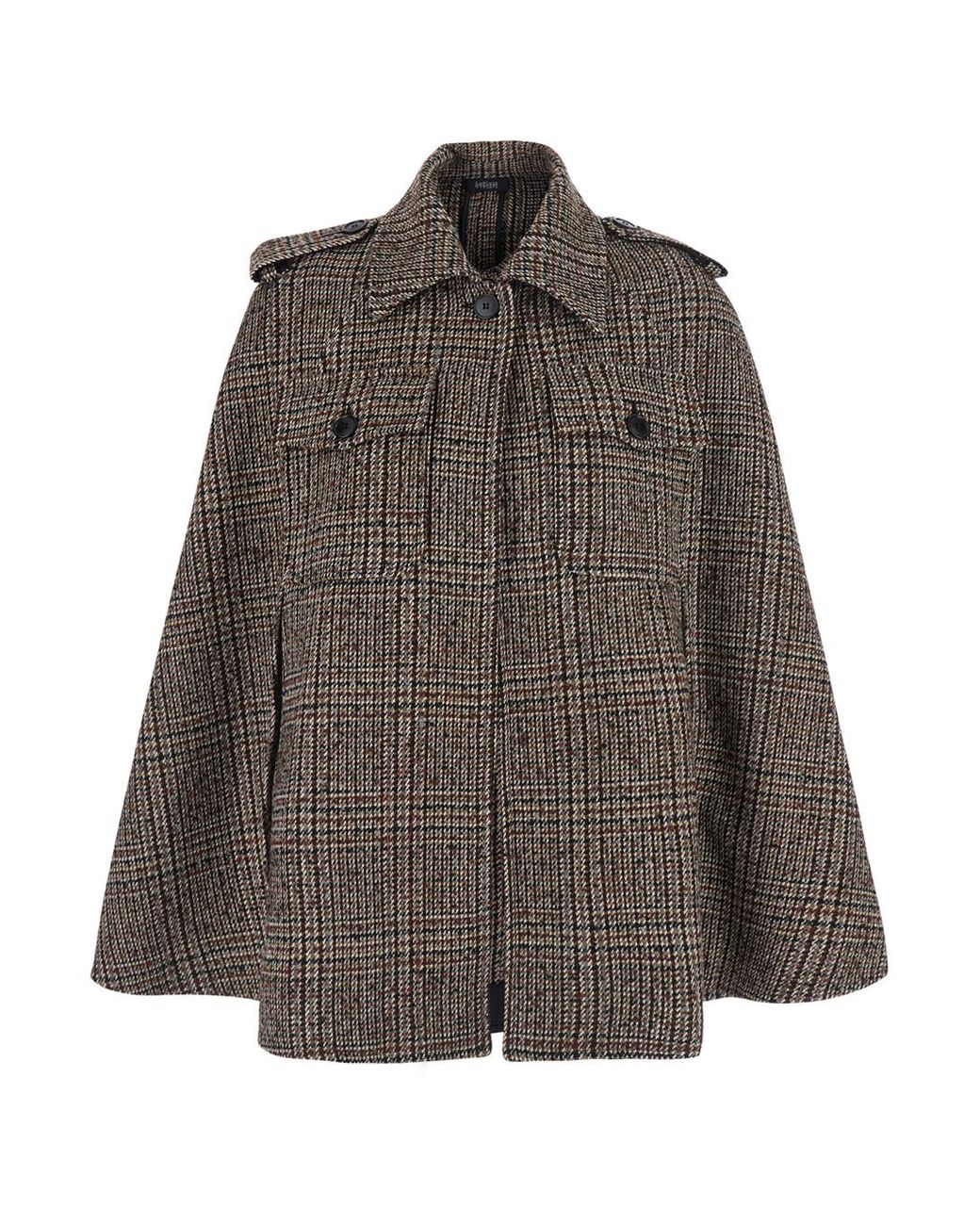 Le Plain Brown Short Wool Cape Coat