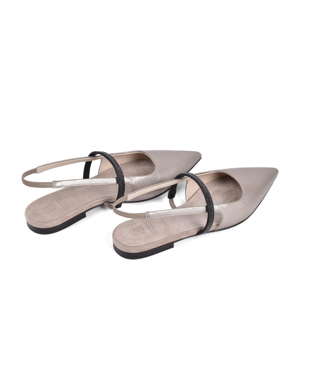 Brunello Cucinelli Metallic Leather Slingback Shoes