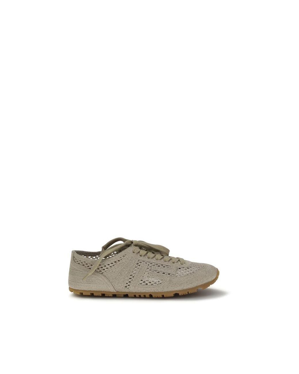 Balmain Gray Beige Cotton Athletic Sneakers
