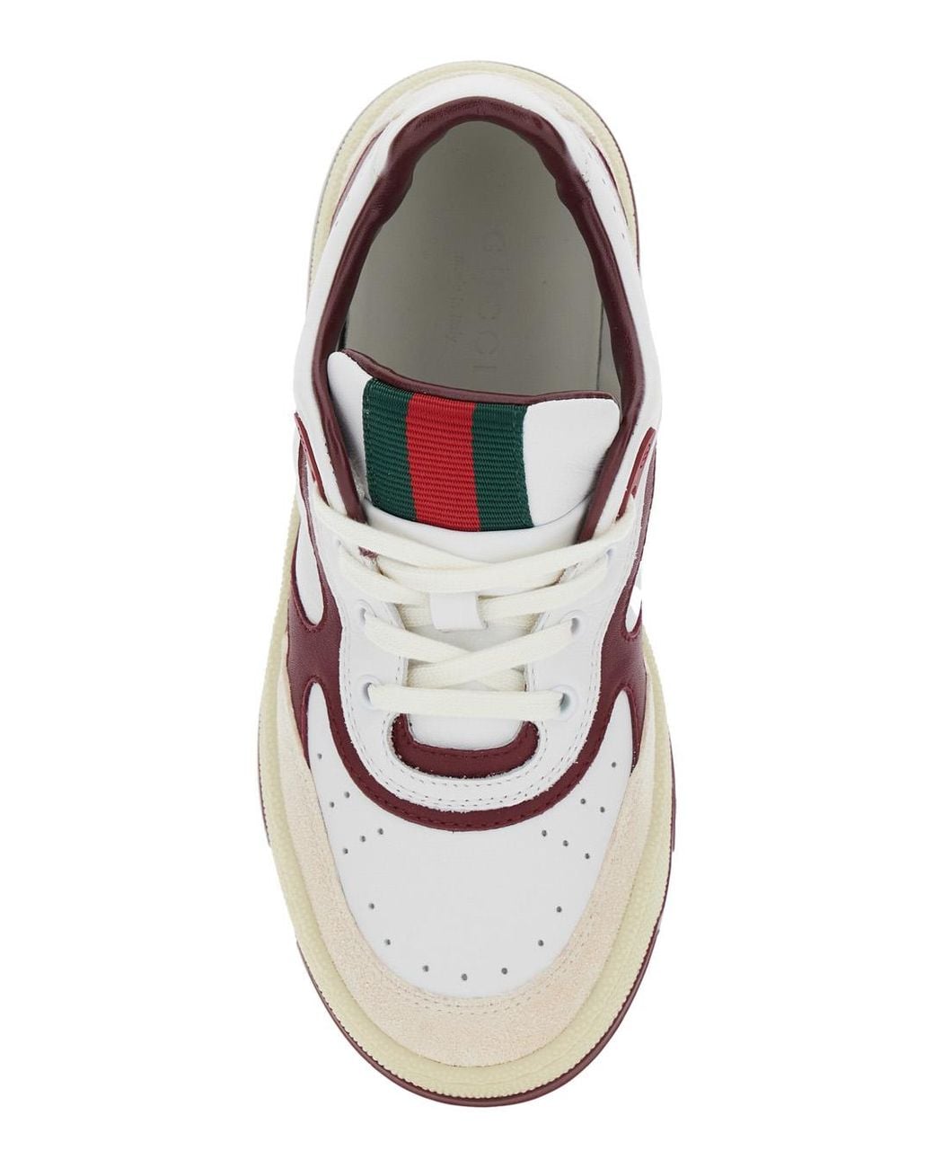 Gucci White Low Top Sneakers With Web Tongue Calf Trainers for men