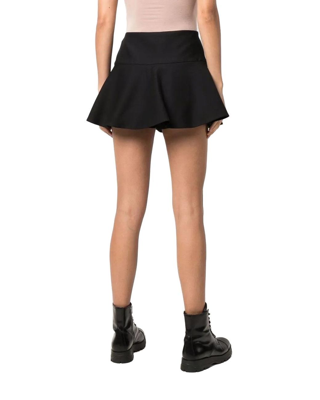 Valentino Black Flared Virgin Wool-Silk Blend Mini Skirt