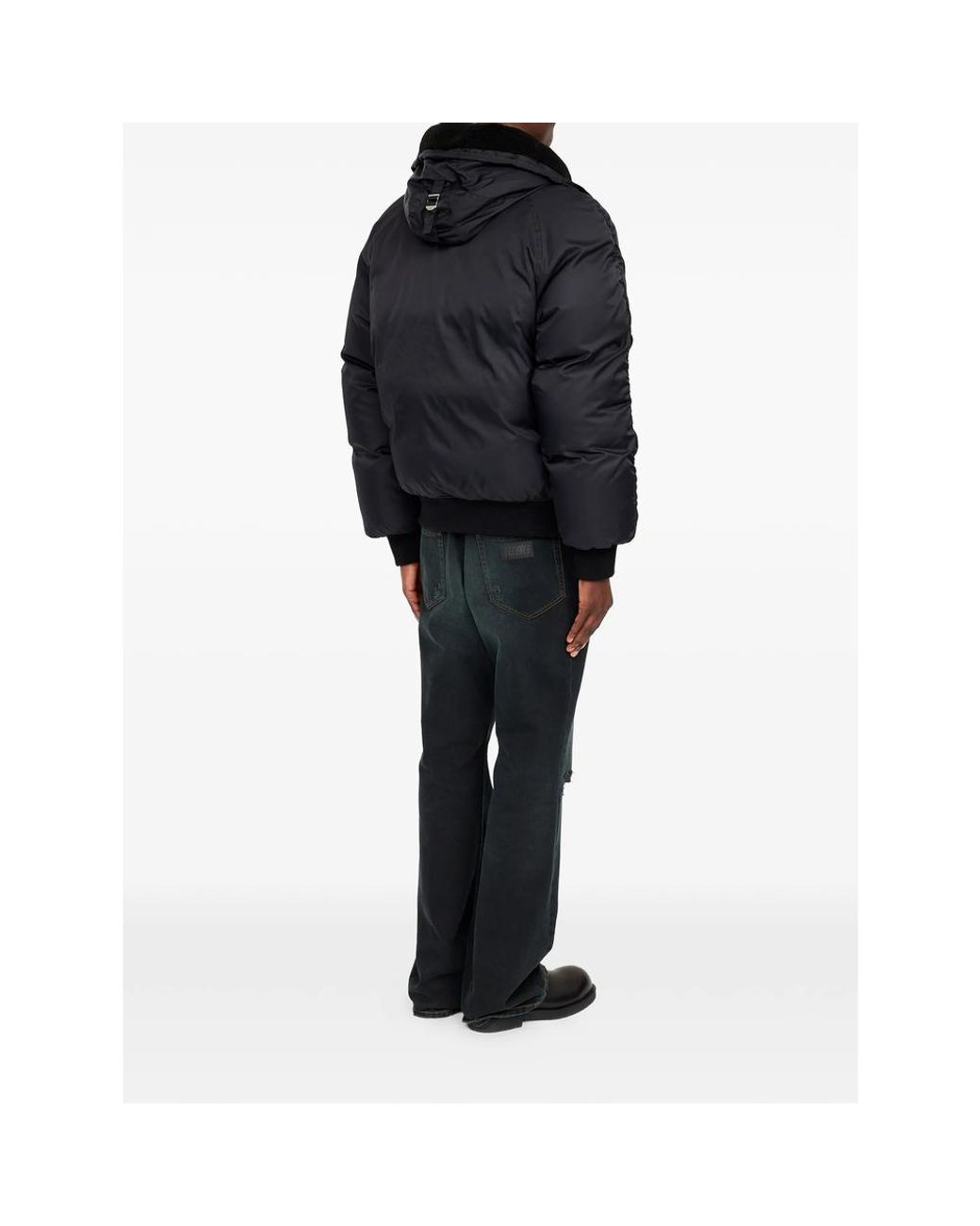 MM6 by Maison Margiela Black Hooded Bomber Jacket for men