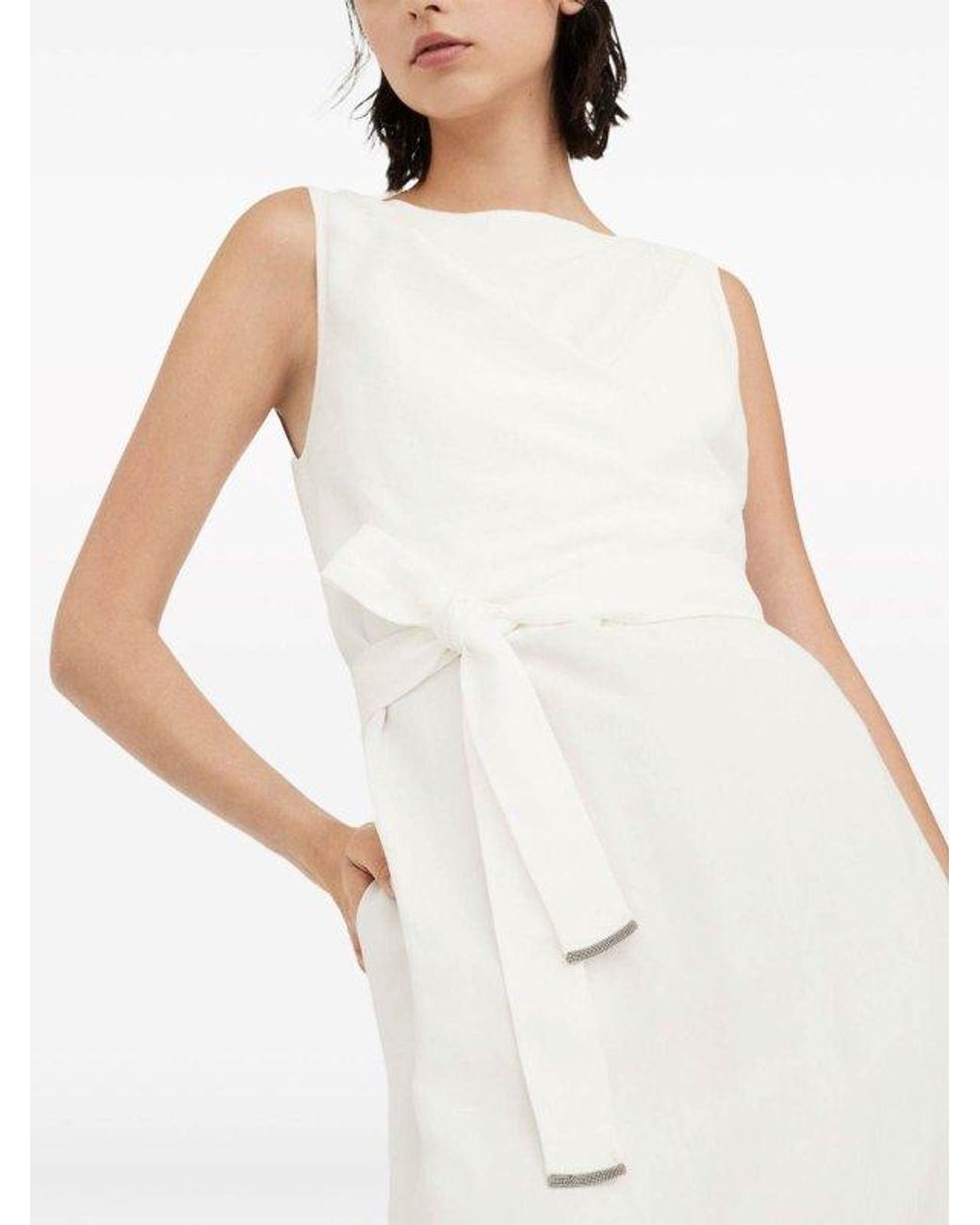 Brunello Cucinelli White Off Sleeveless Long Dress