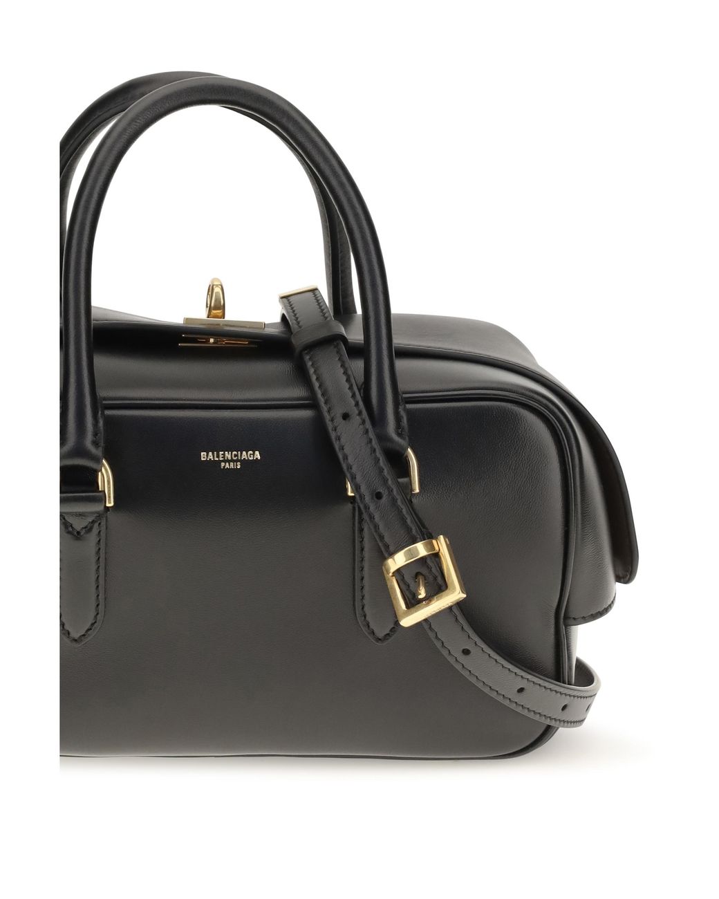 Balenciaga Black Small Le 7 Bowling Handbag Lamb Bag