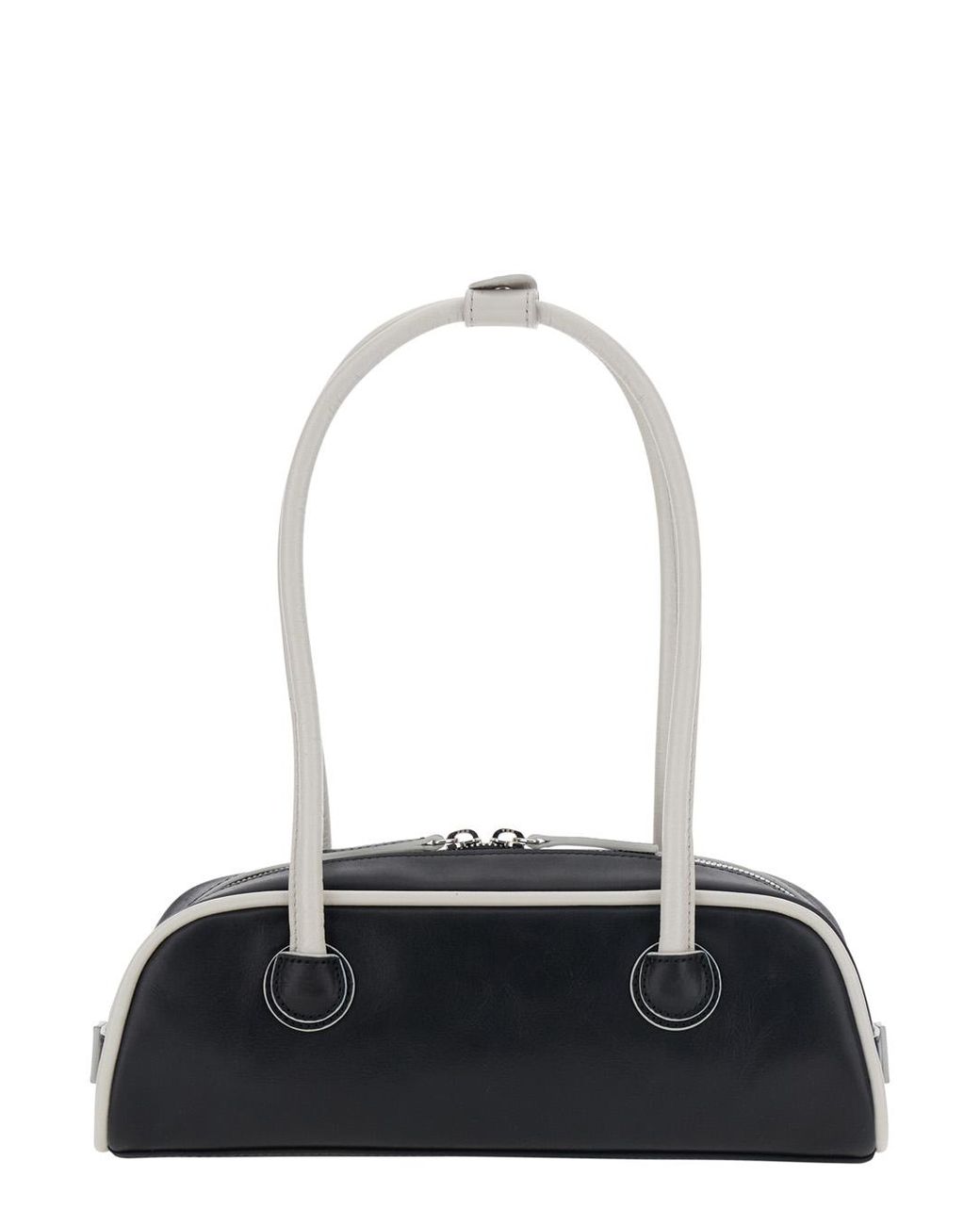 MARGE SHERWOOD White Shoulder Bag Soft Baguette Mini (Piping)