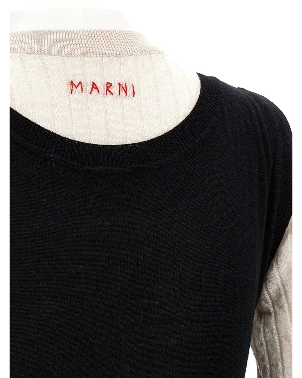 Marni Black Wool Multi-Layered Dress