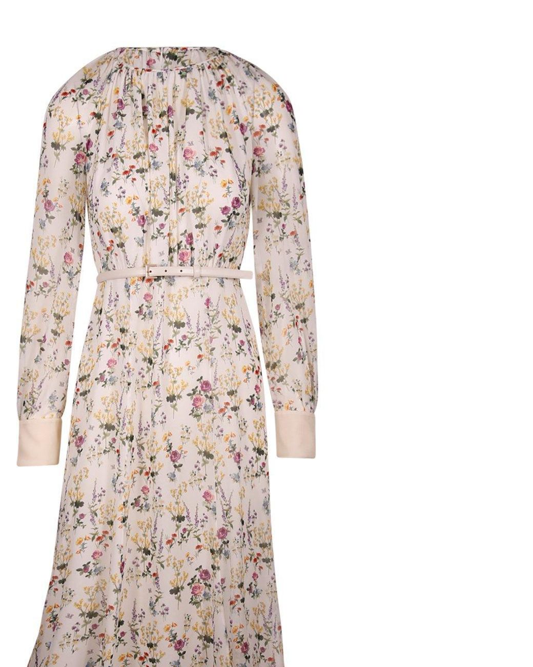 【送料&関税込】Max Mara Allover Patterned Longsleeved Dress Max Mara Floral Printed Long-sleeved Dress in White | Lyst