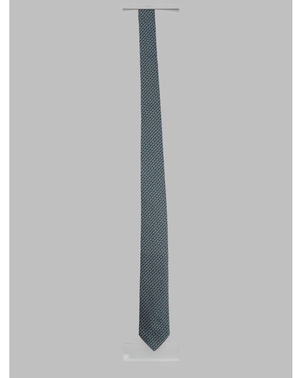 Ferragamo Gray Gancini Silk Jacquard Tie Ties & Bow for men