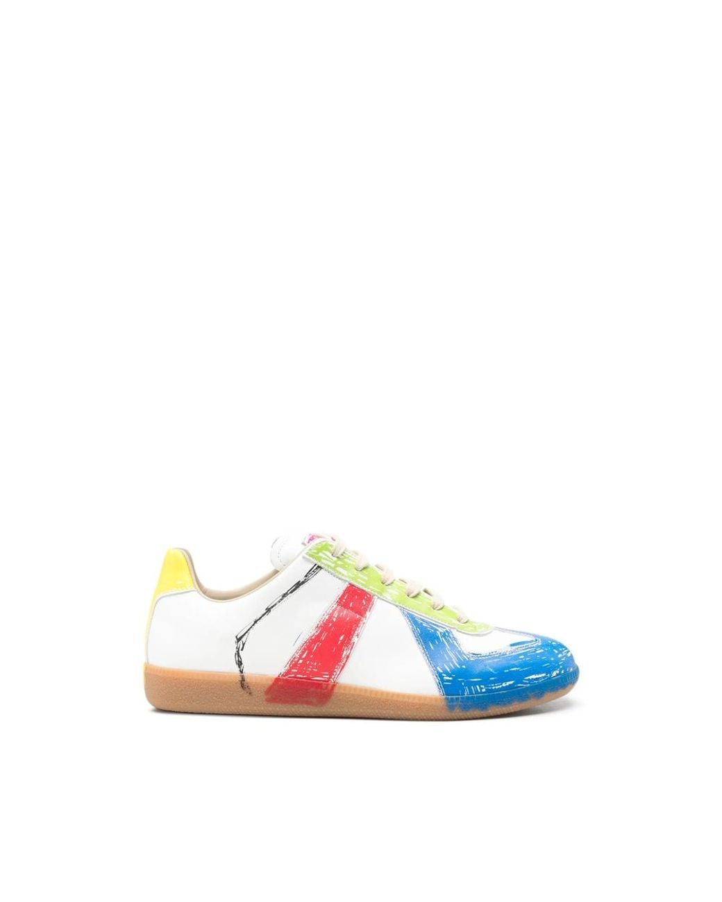Maison Margiela Blue Replica Paint-Splatter Sneakers for men
