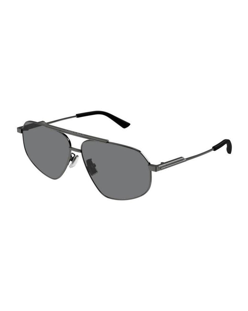 Bottega Veneta Gray Sunglasses Aviator Full Rim, Ruthenium Frame And Lens Bv1194S001