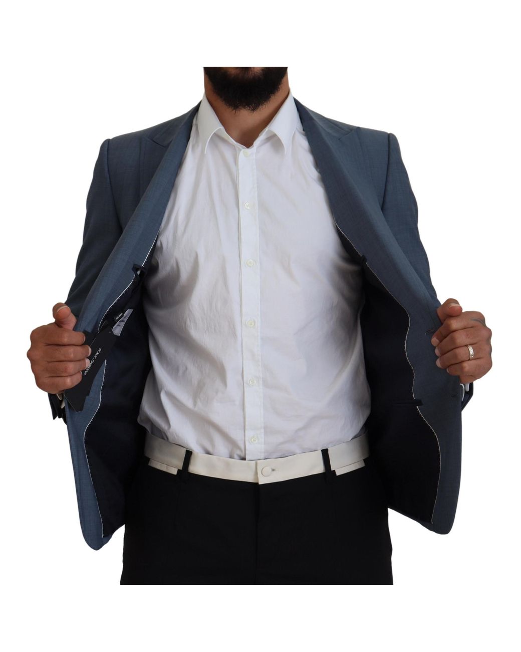 Dolce & Gabbana Blue Wool Stretch Slim Fit Jacket Blazer Clothing for men