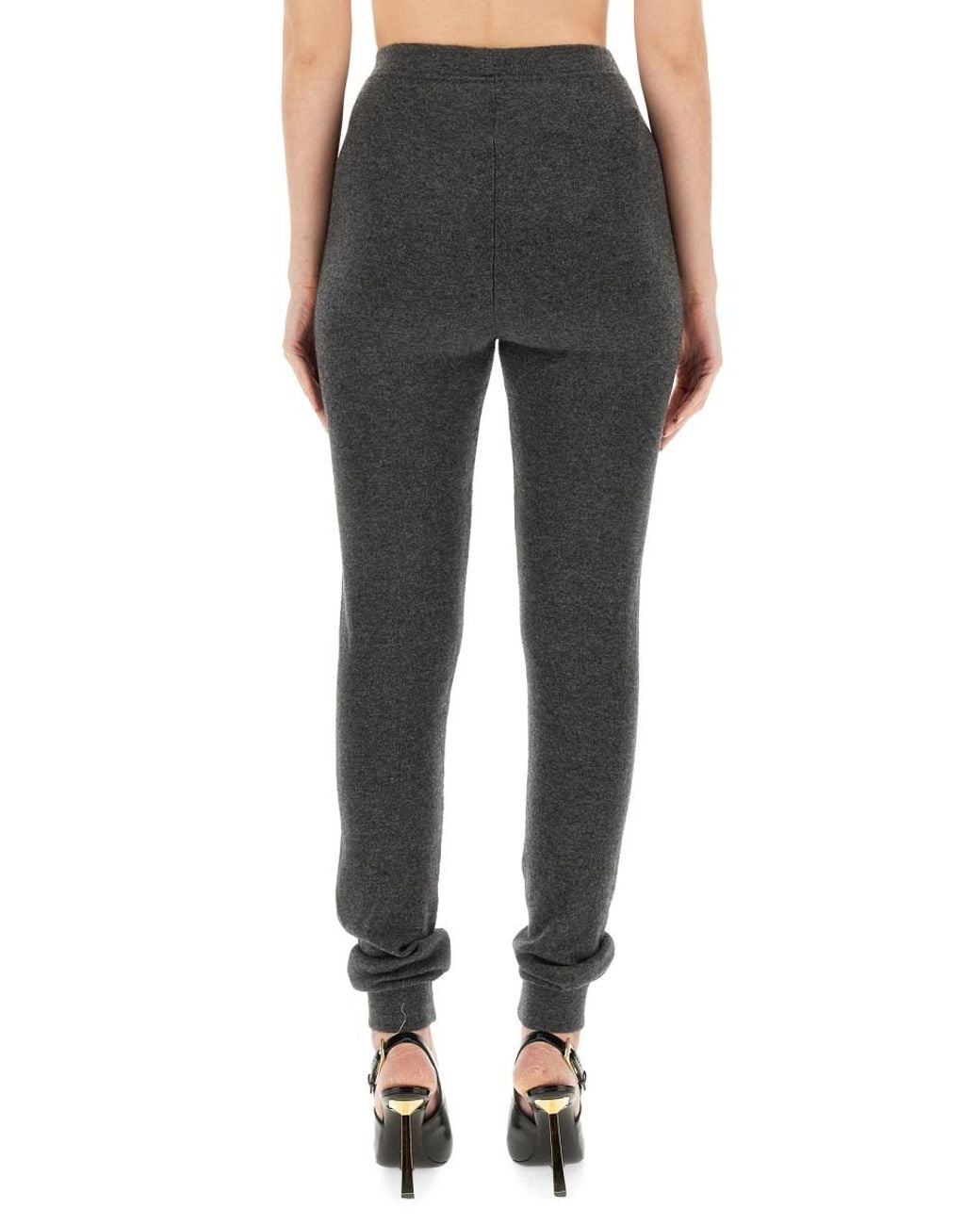 Saint Laurent Gray High Waist Leggings T Cashmere Wool Trousers