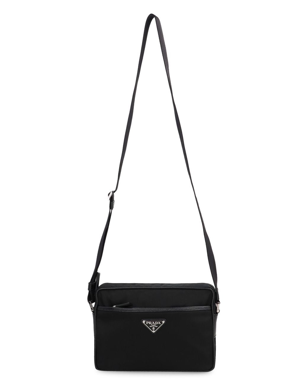 Prada Black Messenger Bag Re-Nylon Calf Leather for men