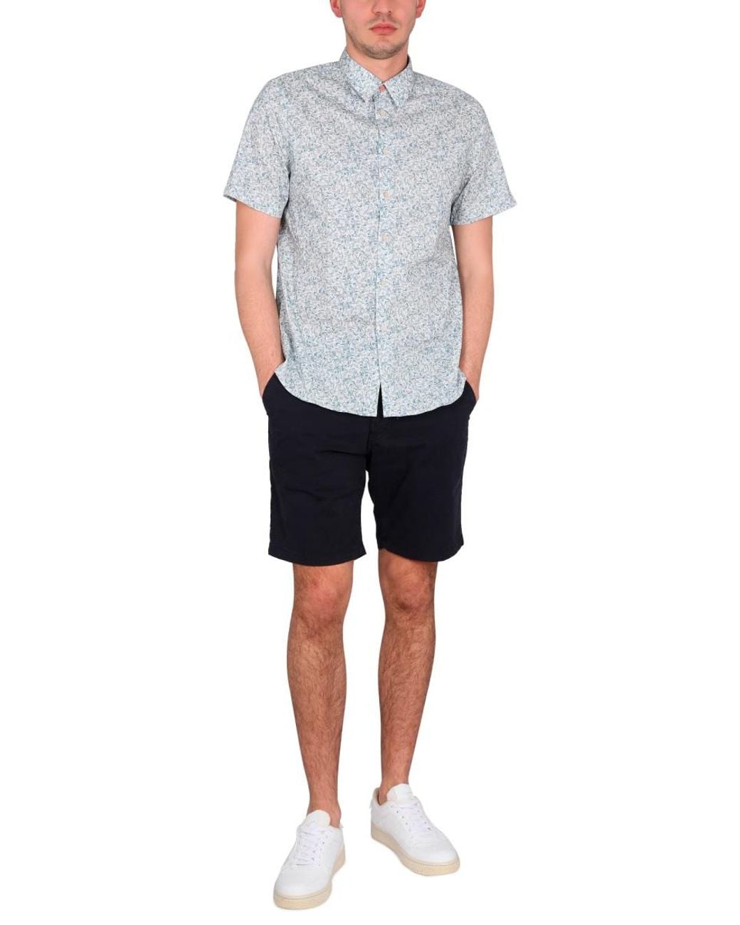 Paul Smith White Wave Print Shirt Organic Cotton for men