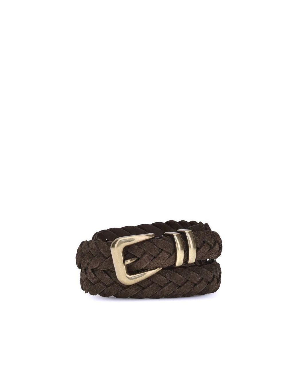Brunello Cucinelli Brown Leather Woven Belt for men