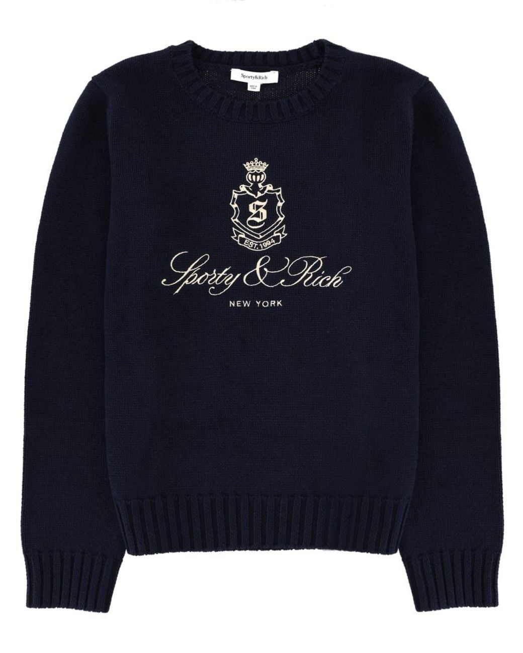 Sporty & Rich Blue Jersey With Logo Cotton Jumpers