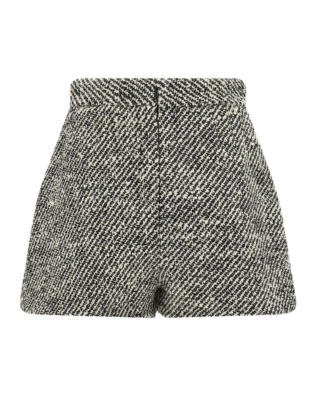 Versace Gray Two-Tone Bouclé Virgin Wool Shorts