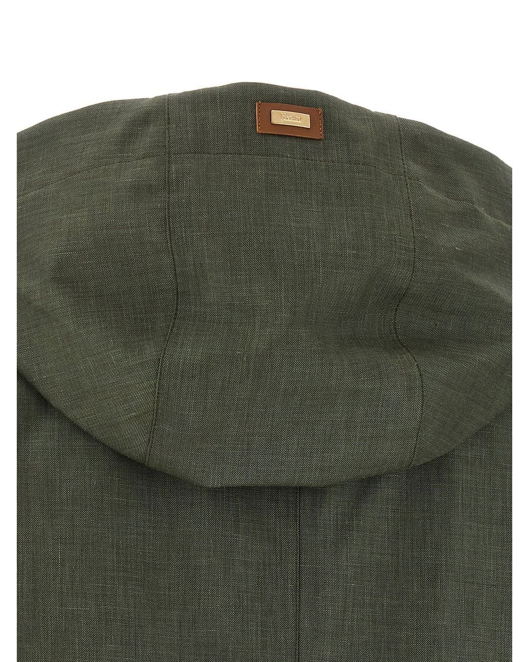 Herno Green Technical Linen Blend Raincoat