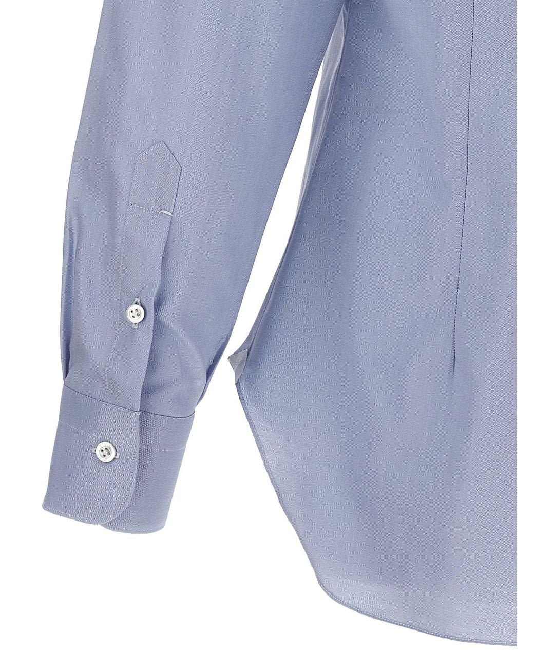 Barba Napoli Blue Textured Cotton Shirt
