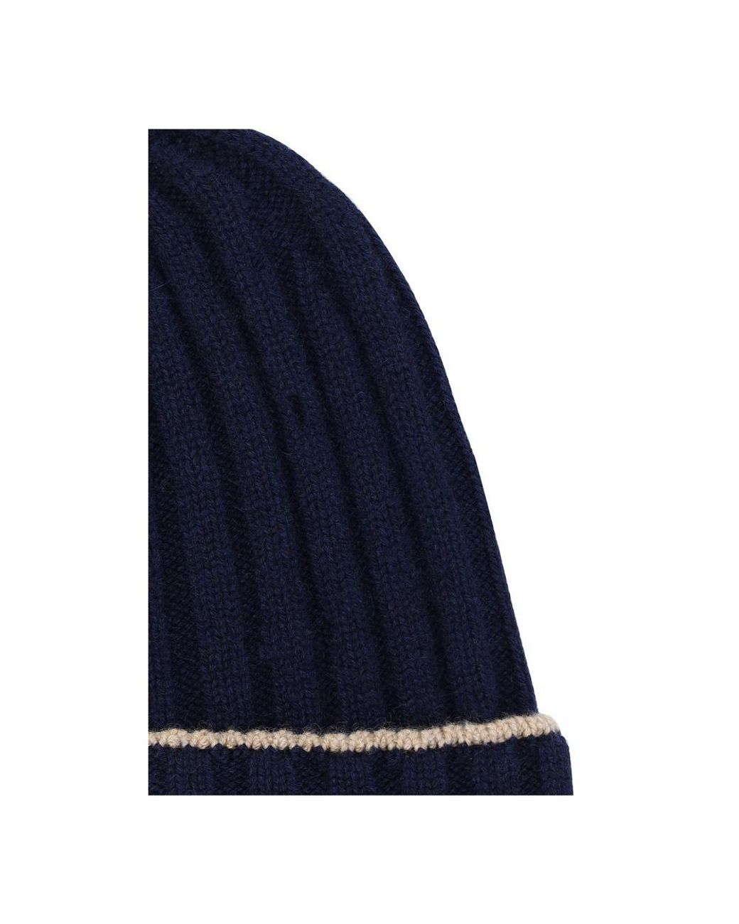 Brunello Cucinelli Blue Cashmere Beanie for men